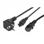 Exertis Connect barošanas sadalītāja kabelis - CEE 7/7 tēviņš uz IEC C5 un C13 mātīte, 10A 250V, 1,2m galvenais / 0,6m atzari, melns 808411