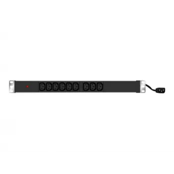 EXERTIS CONNECT 19 inch 1U PDU ar 9 IEC C13 kontaktligzdām, alumīnija korpuss, 2,5 m kabelis, melns 808901
