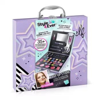 Canal Toys Make-Up Studio (OFG313) - bērniem drošs kosmētikas komplekts ar 10 acu ēnām, 6 lūpu spīdumiem, 2 vaigu sārtumiem, aplikatoriem, otām un salokāmu spoguli
