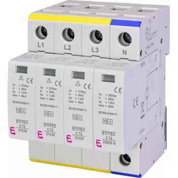 ETI ETITEC C T2 275/20 3+1 2. tipa pārsprieguma aizsardzības ierīce, 275 V AC, 4 polu, 002440403