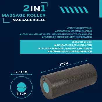 SCHILDKROT 2-in-1 masāžas rullīšu komplekts melns/zils EPP putas 960237