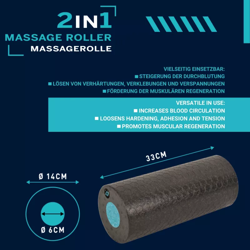 SCHILDKROT 2-in-1 masāžas rullīšu komplekts melns/zils EPP putas 960237