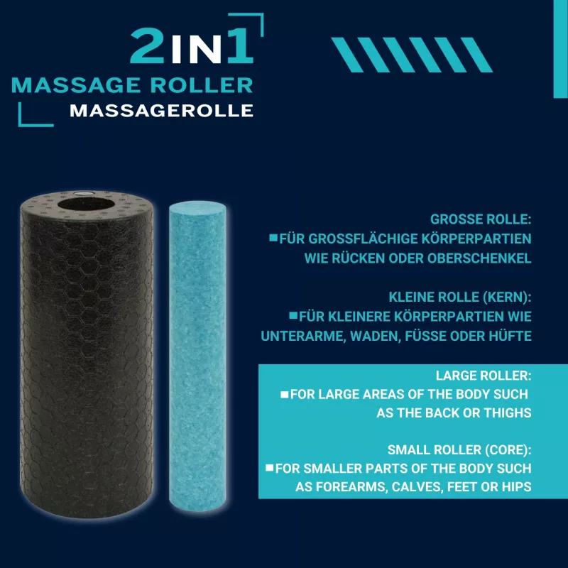 SCHILDKROT 2-in-1 masāžas rullīšu komplekts melns/zils EPP putas 960237