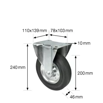 Wagner design yourself Fiksēts ritenis RO 8200 sudraba krāsā, 50 mm ritenis, 50 kg slodze, cinkots tērauds 4820001