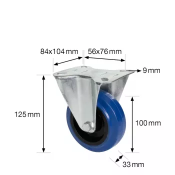 Wagner design yourself fiksētais ritentiņš RO 8700, 75 mm, zils/pelēks protektors, 50 kg slodze, augšējā plāksne 4870001