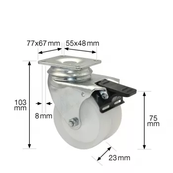 Wagner design yourself ECO RO 3277 divriteņu grozāmais ritentiņš 32 mm balts/pelēks (3327701)