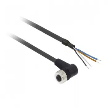 TMSS GERMANY Telemechanique Sensors M12 savienotājs ar taisnu 4 kontaktu PUR kabeli, 2 m, melns XZCP1241L2