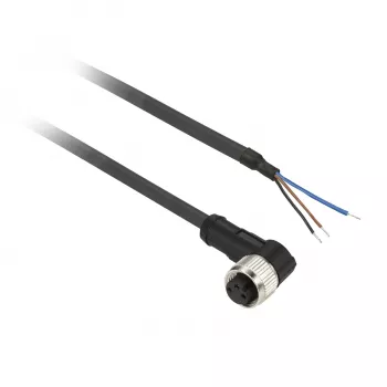 TMSS GERMANY Telemechanique Sensors M12 savienotāja kabelis ar 4 kontaktiem, 5m PUR, melns, taisns, IP67/IP65/IP69K, 4A, 250V AC/DC, OsiSense XZ sērija - XZCP0666L5