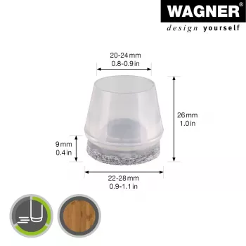 Wagner design yourself EH 0564 krēsla kāju uzlikas, plastmasa, Ø 2,2-2,8 cm, 4 gab. (15056499)