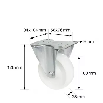 Wagner design yourself Transportgeraete-Bockrolle RO 8500 silber (4850001) fiksēts ritentiņš 80 mm 100 kg