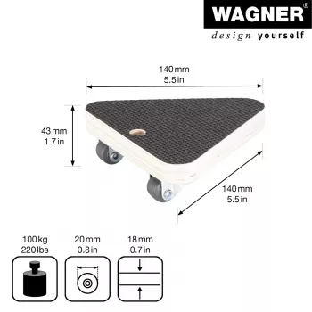 Wagner design yourself transporta rullītis MM 1314 brūns 140 x 140 x 43 mm līdz 100 kg (20131401)