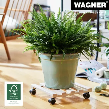 Wagner design yourself Augu ritenītis GH 0438, kvadrātveida masīvkoka dižskābardis, 34 x 34 x 8 cm, 4 grozāmie riteņi, 100 kg nestspēja, dabīgs, pielāgojams 20043801