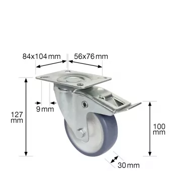 Wagner design yourself grozāmais ritenītis RO 7600 pelēks 75 mm (4760001)