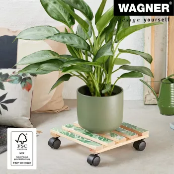 WAGNER design yourself Augu rullītis GH0645 Kvadrātveida koka motīvs 29 x 8 cm, dabīgs bērza saplāksnis, 4 grozāmie riteņi, 100 kg slodze 20064501