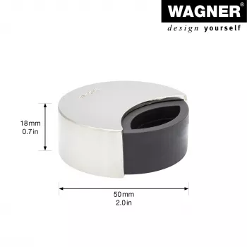 Wagner design yourself EH 5151 durvju atdurējs, cinka presliešanas korpuss ar gumijas amortizatoru, hromēts, Ø50 mm, pieskrūvējams, sudraba 15515111