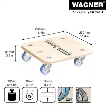 Wagner design yourself Transport Roller MM 1353 bērza 29,0 x 29,0 x 8,6 cm līdz 250 kg (20135301)