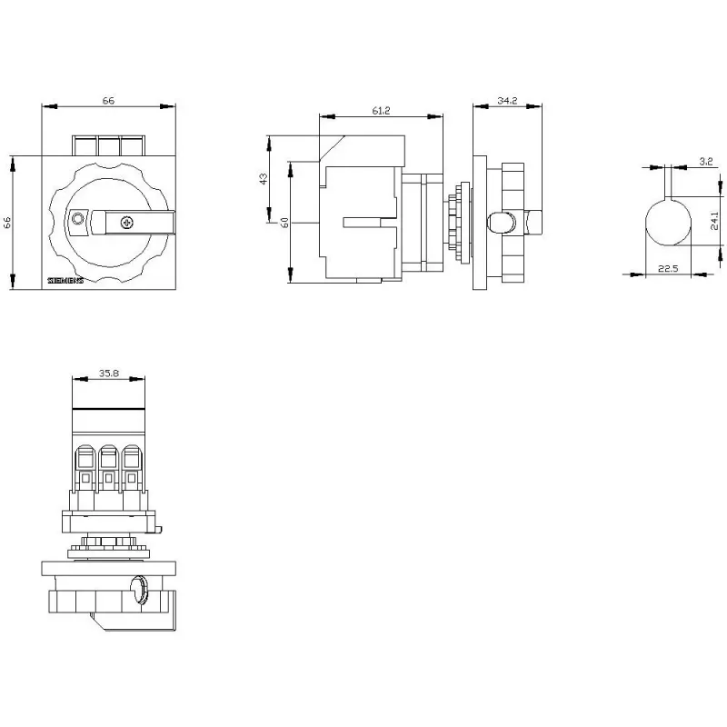 SIEMENS SIRIUS 3LD3 16A 3 polu galvenais slēdzis / atvienošanas slēdzis 3LD30540TK53