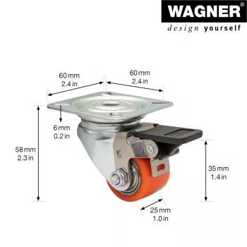 Wagner design yourself smagslodzes grozāmais ritenis RO 7935 sarkans 75 mm 100 kg 4793501