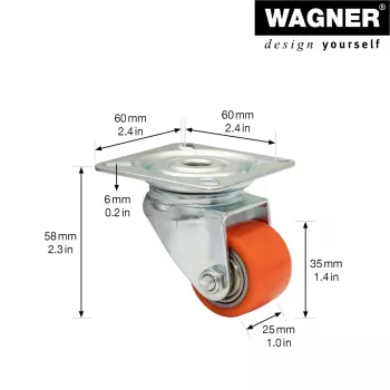 Wagner dizains pats Heavy Duty grozāmais ritenis RO 6935 sarkans (4693501)