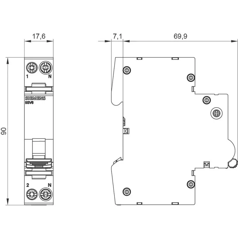 Siemens SENTRON 5SV6016-7GV16 AFDD/MCB 6kA C16 1P+N 1TE (12 gab. iepakojums)