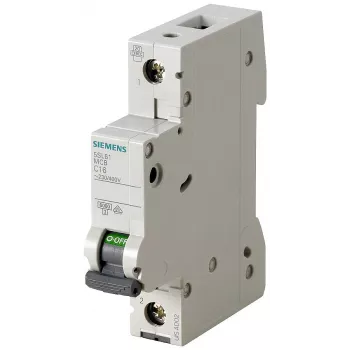 Siemens 5SL61026 SENTRON 5SL automātiskais slēdzis, 1 pols, 2 A, C raksturlīkne, 6 kA pārtraukšanas spēja, 230/400 V AC, DIN sliedes montāža, 1 moduļa platums