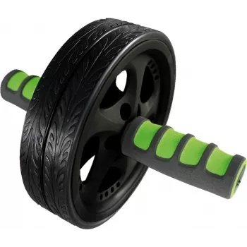 SCHILDKROT AB Roller / vēdera treniņu ritenis, melns/zaļš, dubultritenis, 185 mm diametrs, 45 mm platums 960045