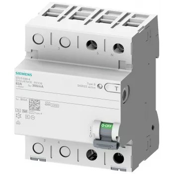 SIEMENS 5SV33224 Diferenciālās aizsardzības automāts, B tips, 25 A, 30 mA, 230 V, 1+N, 4 TE, ar īslaicīgu aizturi