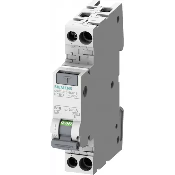 Siemens 5SV1316-7KK06 RCBO, 1P+N, 6 A, C-raksturlīkne, 30 mA, A tipa, 6 kA