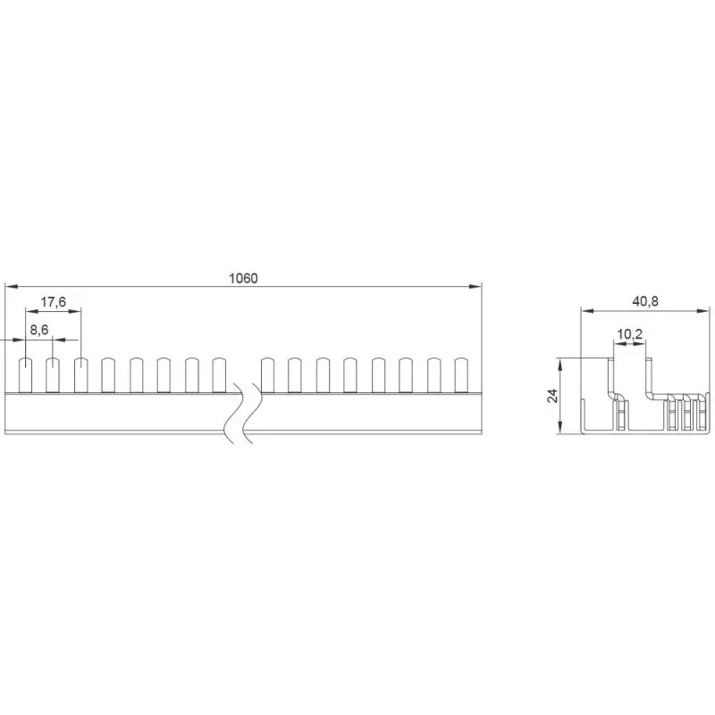SIEMENS 5ST37730 Kontaktspraudņu kopne 10mm² 3P+N 1000mm