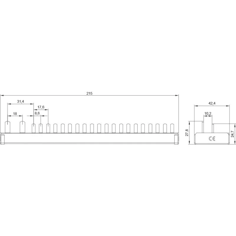 SIEMENS 5ST37840 kontaktu kopne 16mm², 1x RCD 1P+N + 10x kompaktierīces, 12 TE