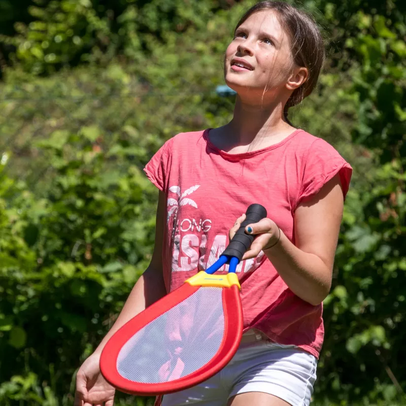 SCHILDKROT Giant Racket Set zili/sarkani milzu raketes ar tīkla stīgām 970150