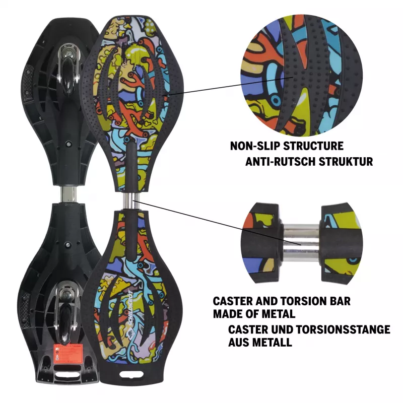 SCHILDKROT Waveboard Good Vibes Graffiti liels plastmasas dēlis ar neslīdošu struktūru 510801