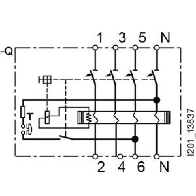 SIEMENS 5SV36468 selektīvais diferenciālās aizsardzības automāts, A tips, 63 A, 300 mA, 4 polu, 400 V