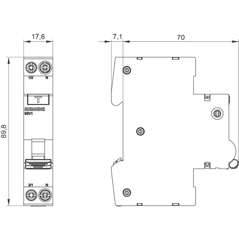 Siemens 5SV16166KK16 RCBO, 1P+N, 16 A, 30 mA, A tipa, C raksturlīkne, 6 kA
