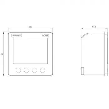 Siemens SENTRON PAC3220 elektroenerģijas monitoringa ierīce, Modbus TCP, LCD, 96x96mm panelī, 690/400V AC, 24-60V DC barošana, skrūvju spailes 7KM32201BA011EA0