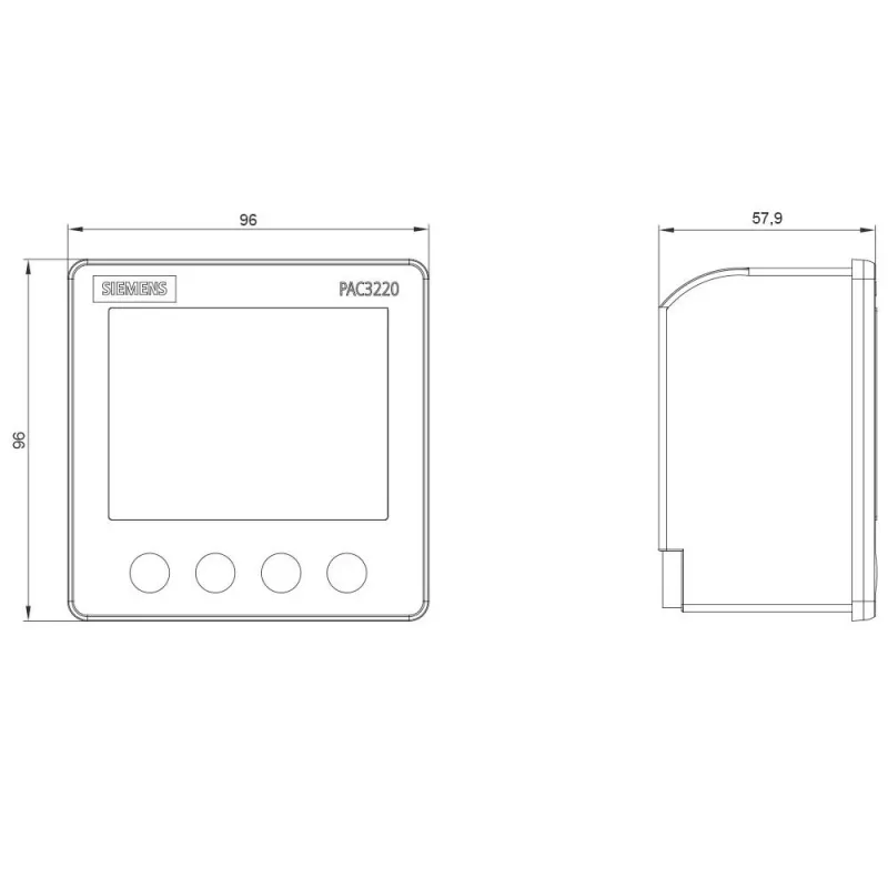 Siemens SENTRON PAC3220 elektroenerģijas monitoringa ierīce, Modbus TCP, LCD, 96x96mm panelī, 690/400V AC, 24-60V DC barošana, skrūvju spailes 7KM32201BA011EA0