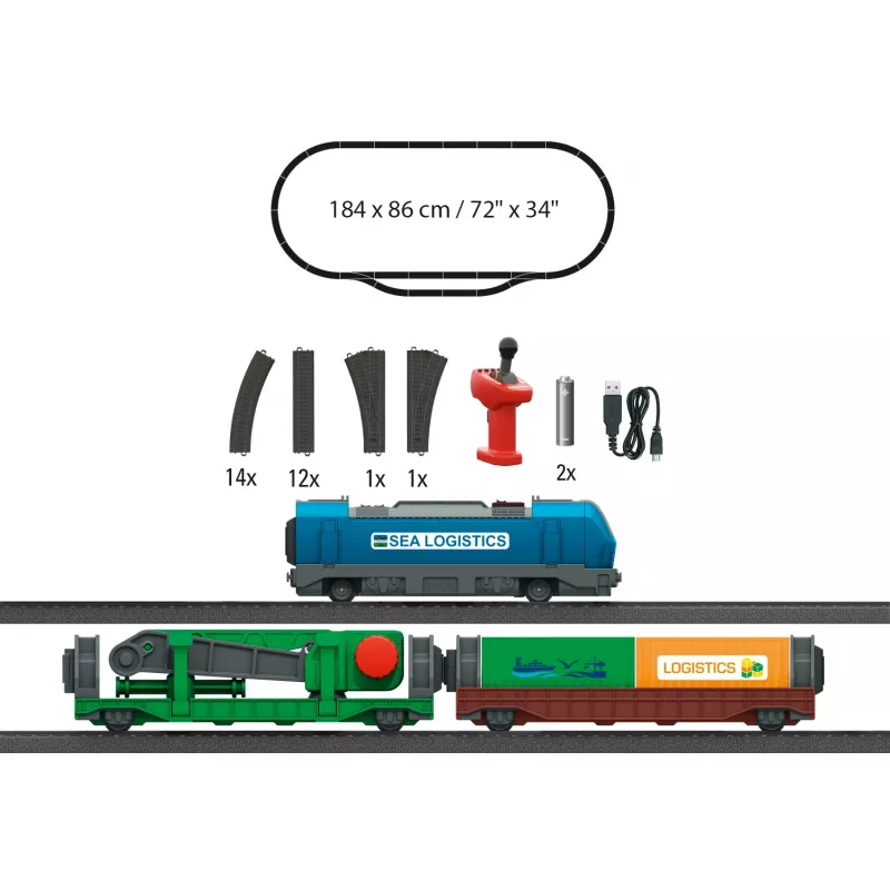 Märklin 29349 H0 starta komplekts Container Logistics ar 232. klases dīzeļlokomotīvi un 3 konteineru platformām