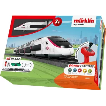 Märklin TGV Duplex H0 5-daļu digitālais vilciena komplekts ar Mobile Station 2, balts/melns 029406