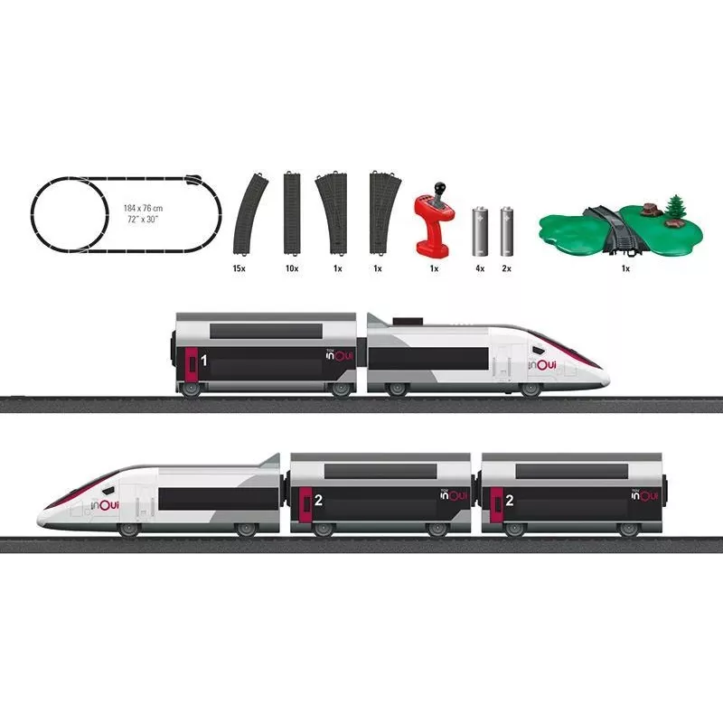 Märklin TGV Duplex H0 5-daļu digitālais vilciena komplekts ar Mobile Station 2, balts/melns 029406
