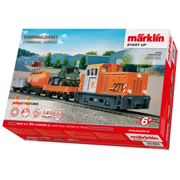 Märklin Start up 029296 H0 sākuma pakete Komunālais dienests ar dīzeļa manevru lokomotīvi un 2 pašizkrāvējvagoniem