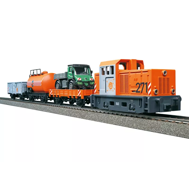 Märklin Start up 029296 H0 pašvaldības dienesta startera komplekts ar dīzeļa manevrēšanas lokomotīvi un 2 pašizgāzēju vagoniem