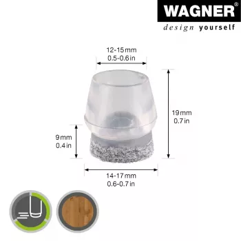Wagner design yourself EH 0555 krēsla kāju uzlikas, plastmasa, Ø 14-17 mm, 4 gab. (15055599)