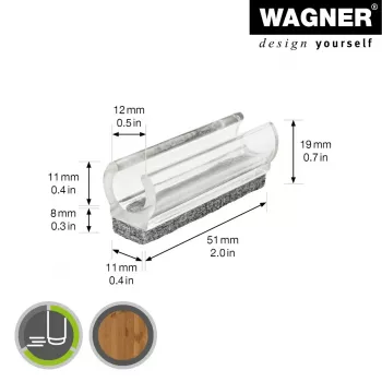 Wagner design yourself EH 0690 uzspraužamie mēbeļu slīdņi, plastmasa, 12 mm apaļām kājām, 4 gab., balti 15069099