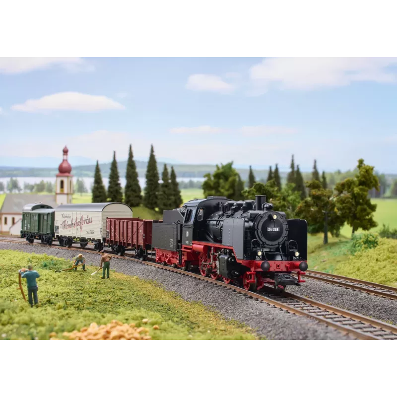 Märklin 29249 H0 digitālais starta komplekts - vietējais kravas vilciens ar DB 24. klases tvaika lokomotīvi