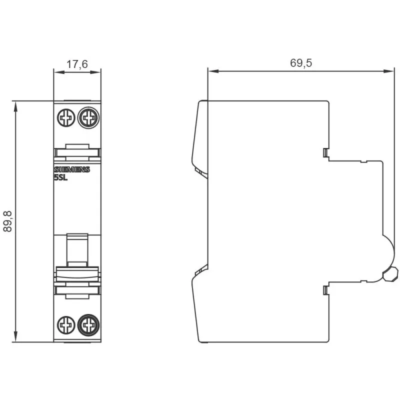 Siemens SENTRON 5SL6010-6 automātiskais slēdzis, 1P+N, C10, 230V, 6kA
