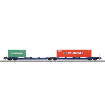 Märklin 47474 Sdggmrss divkabatu platformas vagons H0 mērogā 1:87 kobaltziļā krāsā 393 mm