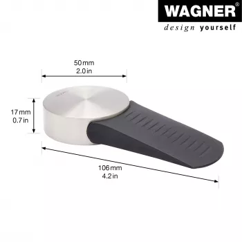 Wagner Design Yourself EH 5116 durvju atdurējs, cinkota presformas korpuss ar gumijas amortizatoru, Ø 50 mm, matēts niķelis 15511611