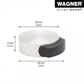 Wagner Design Yourself EH 5111 grīdas durvju atdurējs, cinkota lejamā sakausējuma ar gumijas gredzenu, satīna niķeļa apdare, 50 mm diametrs (15511111)