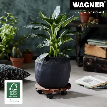 WAGNER Multiroller Country Palisander apaļš augu pārvietošanas ratiņš, masīvs rožkoks, 300 mm, 100 kg 20018301
