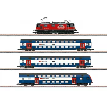 Märklin 81195 Z mēroga vilciena komplekts - Cīrihes S-Bahn SBB elektriskā lokomotīve un divstāvu vagoni